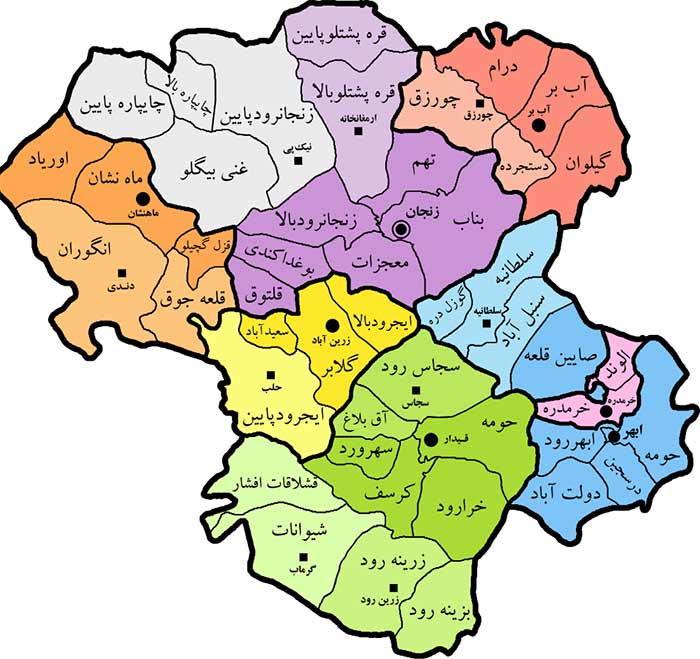 شهرستان های استان زنجان